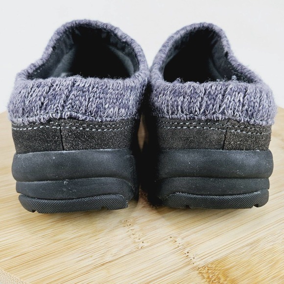Vionic Arbor Clogs Sz 7 Gray Water Resistant Suede Slip On Knit Collar Comfort - Picture 7 of 10